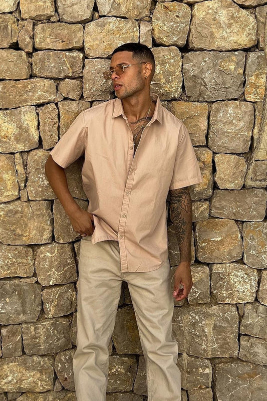 Ryland Short Sleeve Button Up Shirt - Sand